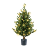 Evergreen Kunstkerstboom Janga in pot - incl 80 lampjes - H 100 x D 58 cm - afbeelding 1