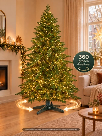Kunstkerstboom standaard rotating + stekker D 65 x H 20,5 cm groen - afbeelding 2