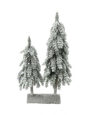 Evergreen Miniboom duo op stam sneeuwfinish - H 60 cm