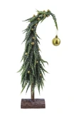 Evergreen Miniboom op stam gouden bal/sneeuwfinish - H 45 cm