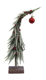 Evergreen Miniboom op stam rode bal/sneeuwfinish - H 45 cm
