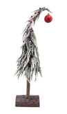 Evergreen Miniboom op stam rode bal/sneeuwfinish - H 60 cm