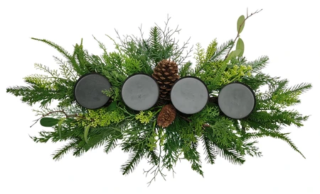 Evergreen Tafelstuk deco dennenappels voor 4 kaarsen - B 66 cm
