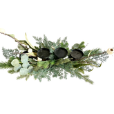 Evergreen Tafelstuk deco eucaluptus bell cup voor 4 kaarsen - B 71 cm