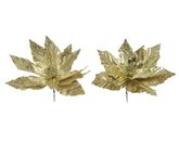 Everlands Kerstbloem Clip Licht Goud 30 cm  