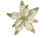 Everlands Poinsettia Clip Roomwit 16 cm met Glitter Afwerking  
