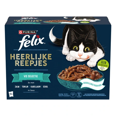 Felix Heerlijke Reepjes pouch jus vis sel mp 12x80gr - afbeelding 1