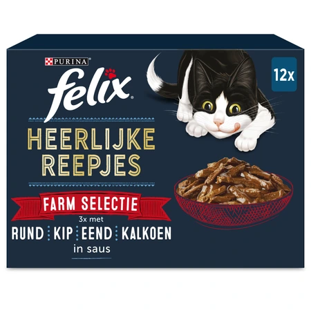 Felix Heerlijke Reepjes pouch saus farm sel mp 12x80gr - afbeelding 2