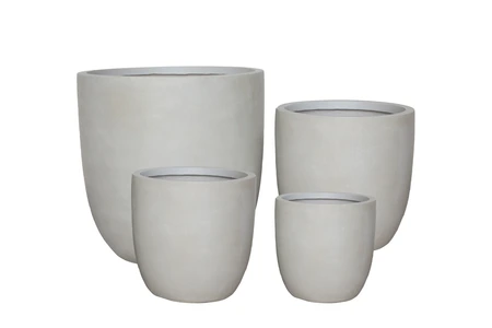Fibre Clay Eivormige Pot D 42 X H 41 Cm Beige - afbeelding 2