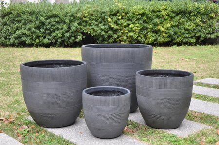 Fibre Clay Pot Donkergrijs - 28 x 28 x 26 cm - afbeelding 3
