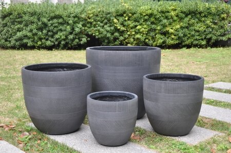 Fibre Clay Pot Donkergrijs - 52 x 52 x 48 cm - afbeelding 3