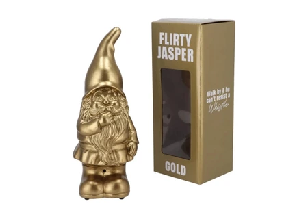 Flirty Jasper Tuinkabouter goud met geluid - H 27 x B 11 x D 10 cm - afbeelding 2