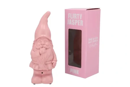 Flirty Jasper Tuinkabouter lichtroze met geluid - H 27 x B 11 x D 10 cm - afbeelding 2
