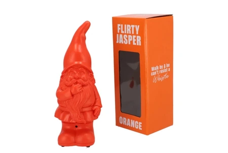 Flirty Jasper Tuinkabouter oranje met geluid - H 27 x B 11 x D 10 cm - afbeelding 2