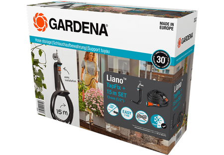 GARDENA Liano™ TapFix slanghouder + 15 m Liano™ textielslang