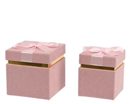 Decoris Cadeaudoos Rechthoekig 15,5 cm Roze Kord met Strasssteentjes en Strik