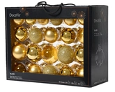 Glazen kerstballen box 42 stuks Lichtgoud - afbeelding 1