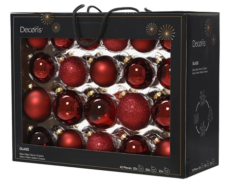 Glazen kerstballen box 42 stuks Ossenrood