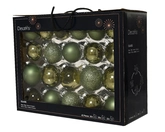 Glazen kerstballen box 42 stuks Rozemarijn Groen