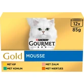 Gourmet Gold blik mousse kip&zalm&konijn mp 12x85gr - afbeelding 1