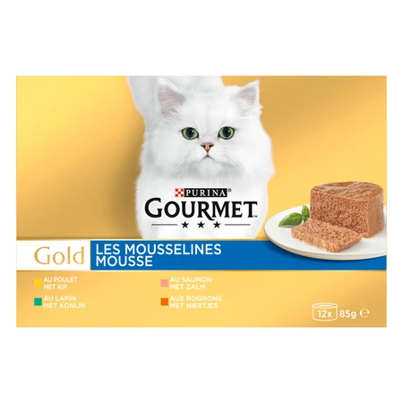 Gourmet Gold blik mousse kip&zalm&konijn mp 12x85gr - afbeelding 2