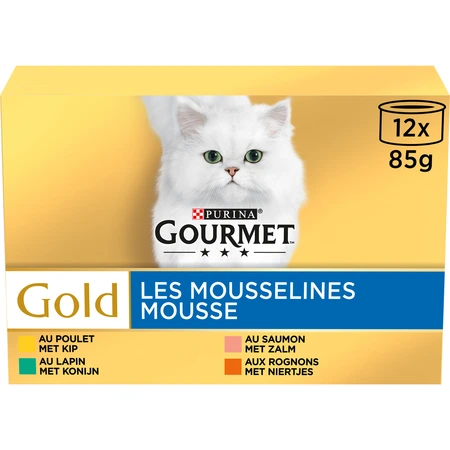Gourmet Gold blik mousse kip&zalm&konijn mp 12x85gr - afbeelding 4