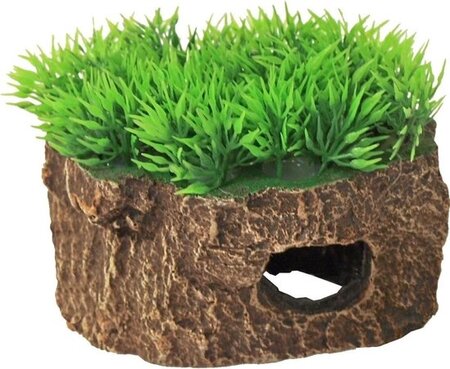 Boon ornament bubbel polyresin Green Moss plant op rots met uitstromer 12x9 cm