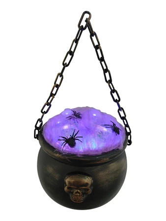Halloween ketel met spinnenweb licht en geluid - D20 x H17cm