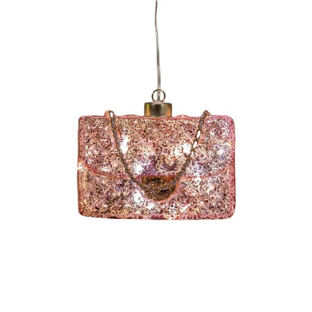 Handtas led glas 15x10.5cm roze