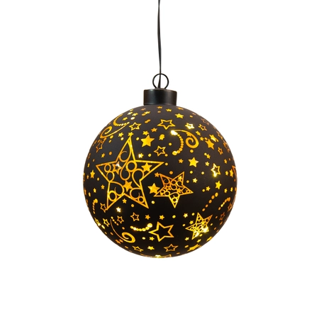 Hanger bal glas stars led d12cm zw