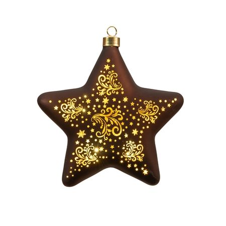 Hanger ster glas led 19cm choco
