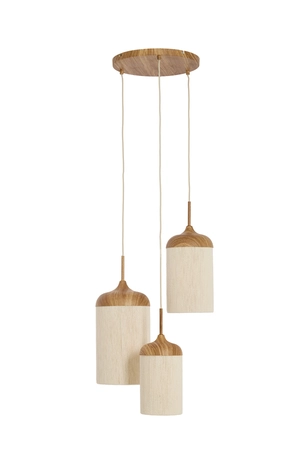 Light & Living Hanging lamp 3L Ø35x32 cm DANIALO wood prnt natrl+rope cream - afbeelding 1
