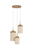 Light & Living Hanging lamp 3L Ø35x32 cm DANIALO wood prnt natrl+rope cream