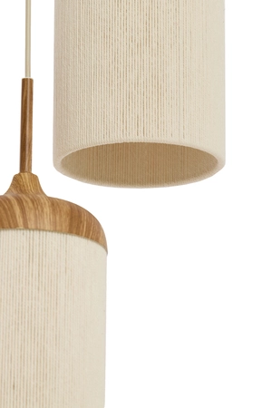 Light & Living Hanging lamp 3L Ø35x32 cm DANIALO wood prnt natrl+rope cream - afbeelding 4