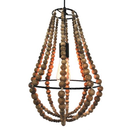Hanglamp kralen D30x50cm natural - afbeelding 3