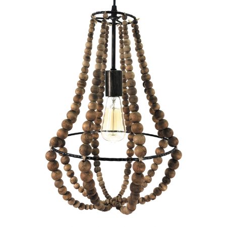 Hanglamp kralen D30x50cm natural - afbeelding 1