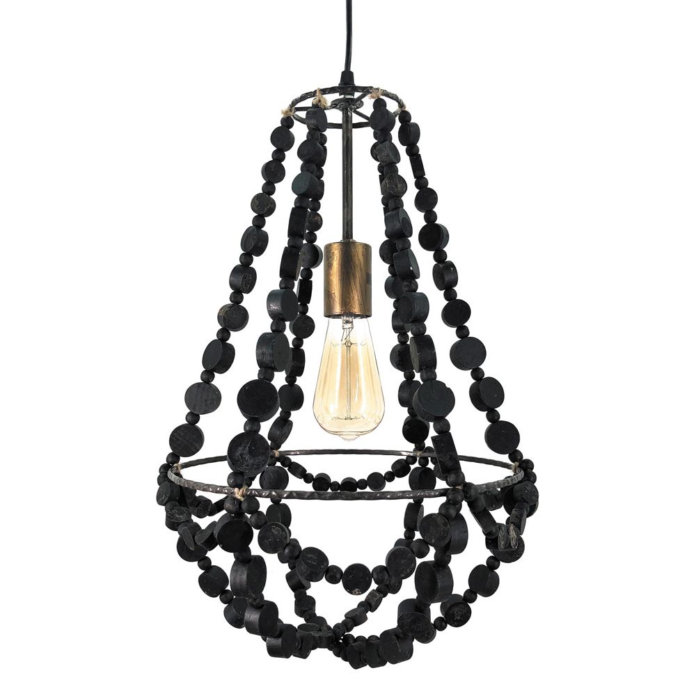 Riet Bestuiven Terugspoelen Hanglamp kralen D30x50cm zwart - Tuincentrum Tuinwereld