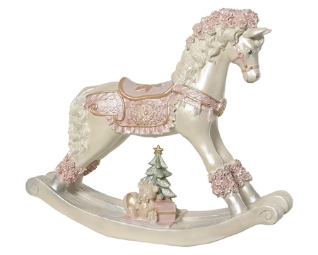 Hobbelpaard polyresin L13.5b55h46cm roze