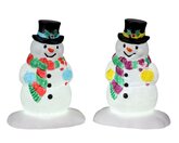 Holly Hat Snowman, Set Of 2, B/O (4.5V) Lemax - afbeelding 1