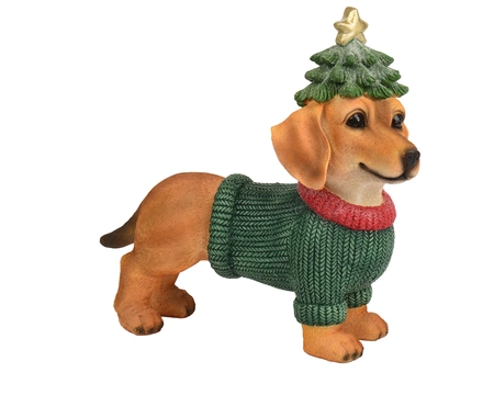 Hond polyresin L13.5b30.5h30cm groen