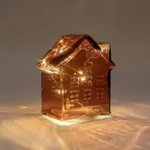 Huisje 10led 12.5x7.5x14cm bordeaux
