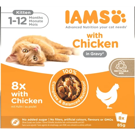 IAMS Delights Kitten Gravy Multipack Kip 8 x 85 gr