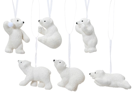 Decoris hangornament kunststof witte ijsbeer 8 cm