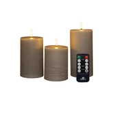 Kaars 3d d7.5h10/12.5/15cm taupe s3