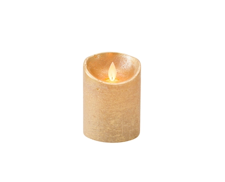 Kaars bew.vlam wax 10x7.5cm goud