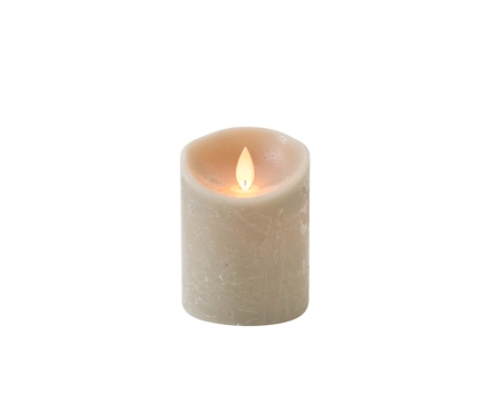 Kaars bew.vlam wax 10x7.5cm taupe