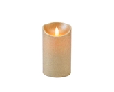 Kaars bew.vlam wax 12.5x7.5cm goud