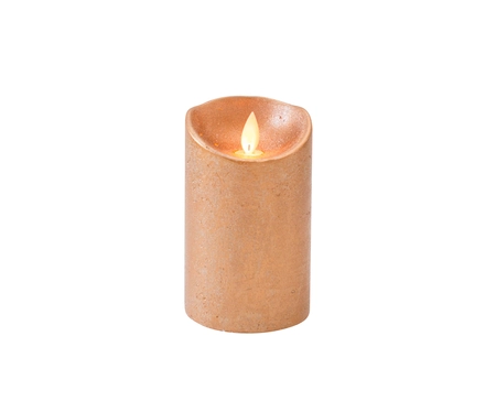 Kaars bew.vlam wax 12.5x7.5cm koper