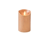 Kaars bew.vlam wax 12.5x7.5cm koper