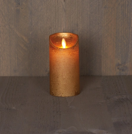 Kaars bew.vlam wax 15x7.5cm goud - afbeelding 1